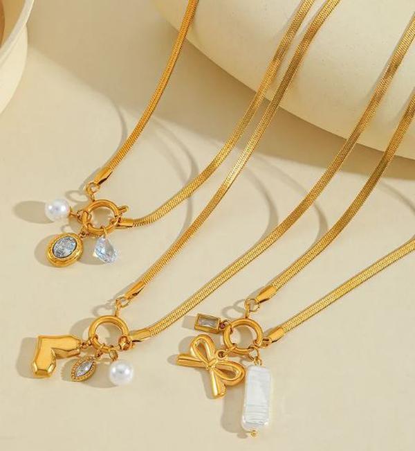 Your Charm Necklaces - Stainless steel Removeable Charms on plain Chain