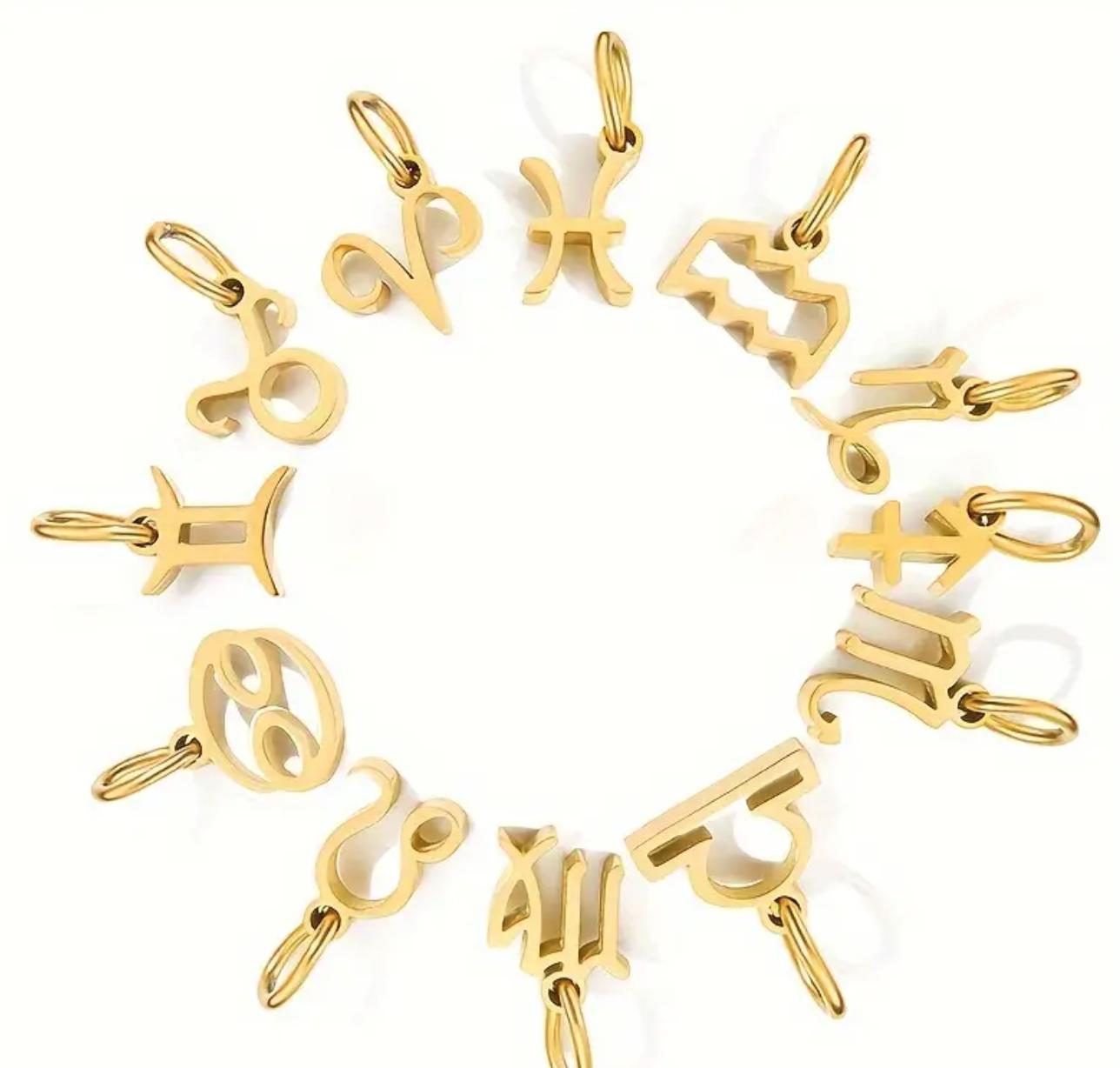 Zodiac Pendant, Simple 316 Stainless Steel Constellation Charm for Necklace and Bracelet