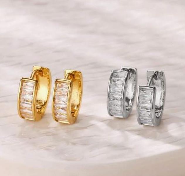 1 Pair Cubic Zirconia Hoop Stud Earrings For Women Gold Color Piercing Earring 2025 New Fashion Wedding Jewelry Gift