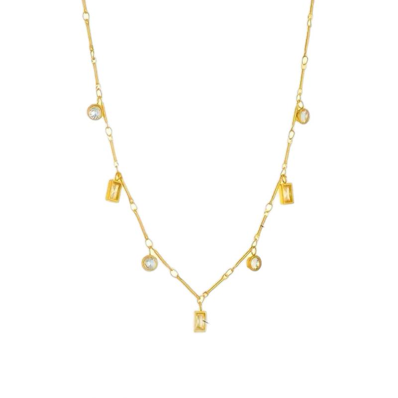 Sona Necklace - Stainless Steel Gold plated Necklace with Cubic Zirconia Pendant - Versatile & Exquisite Accessory for Women