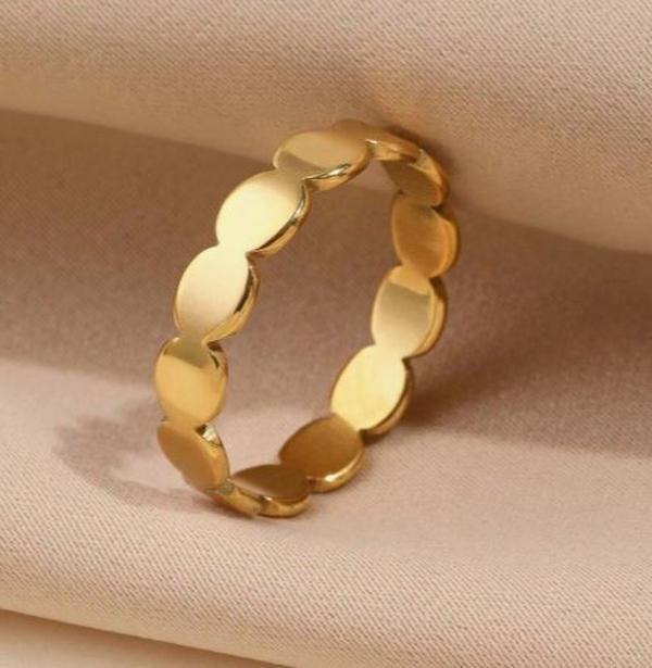 Disc ring - Stainless Steel Golden Yellow Circle ring