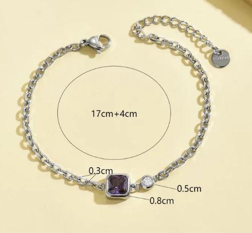 Glam Stainless Steel Gold Plated Gem Zircon Cuban Link Chain Curb Chain Bracelets In Bulk