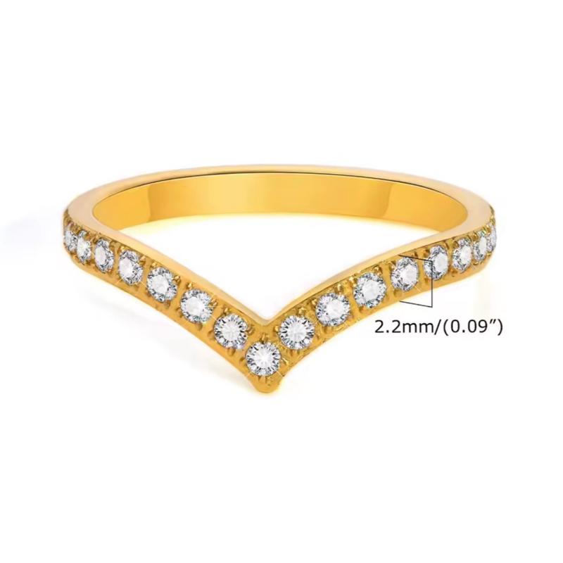 V drop Ring - 18k Gold Stainless Steel Ring to stack