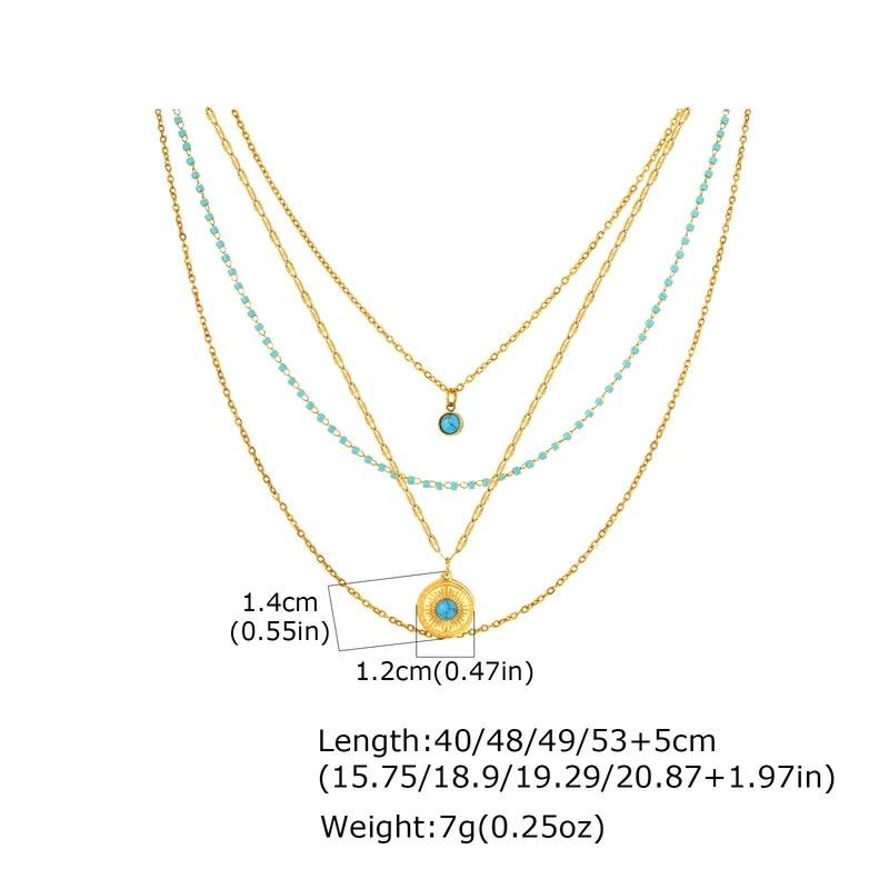Turquoise layer set - Stainless steel bracelet and necklace set
