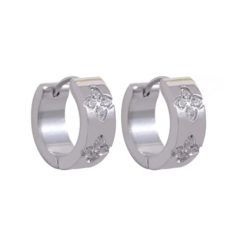 Blossom Zircon Stainless Steel Huggies Earring Non Tarnish Hoop Earrings