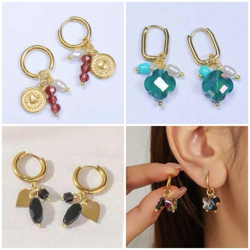 Nora Earrings - Stainless Steel Everyday Earrings with Colorful Beads and Charms for Daily Wear