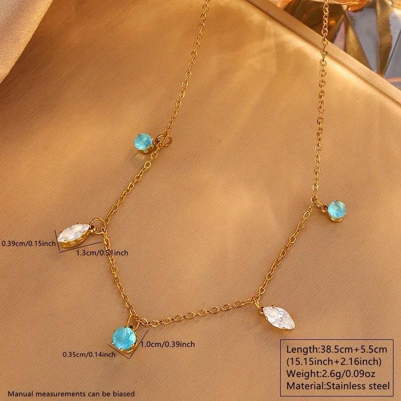 Ice blue set - Stainless Steel 18k gold Plated Bracelets Necklace
