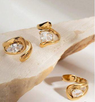 Frminee 1pc/2pcs/3pcs Cubic Zirconia Decoration Rings, 18K Gold Stainless Steel Women Rings, Luxury Jewelry For Daily Casual Engagement Wedding Rings, Gift Idea, Thick Twisted Band Stacking Rings, Bold Criss-Cross Statement Rings