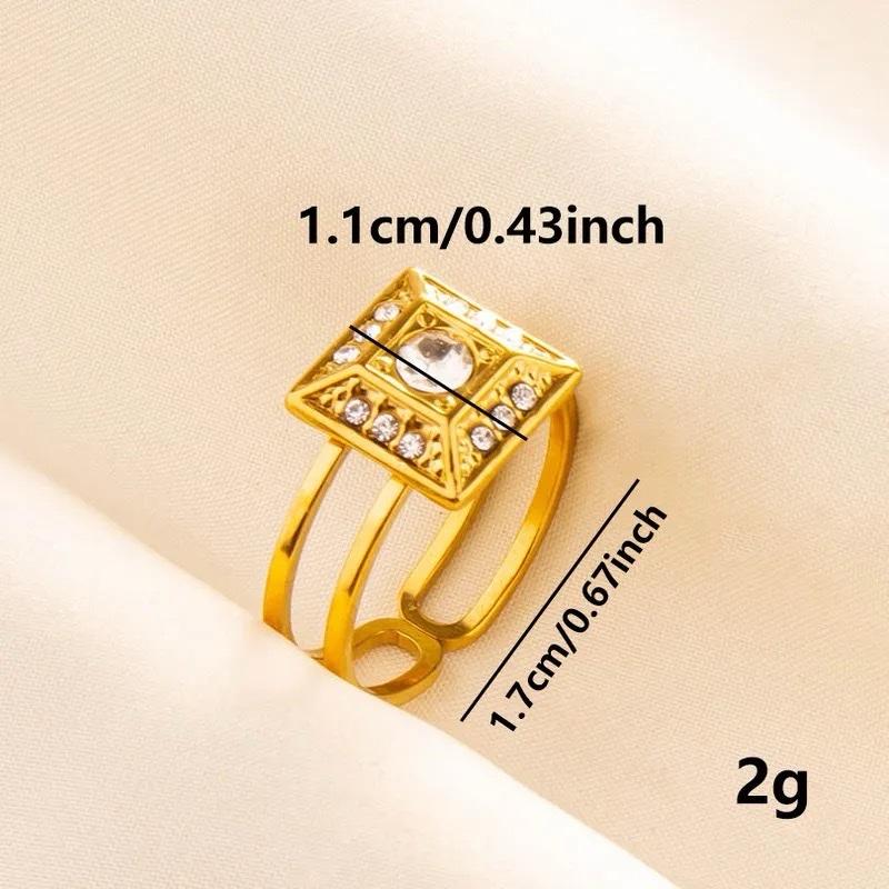 Muse Ring -  Stainless Steel 18K Gold Plated Geometric Rhinestones Adjustable Ring