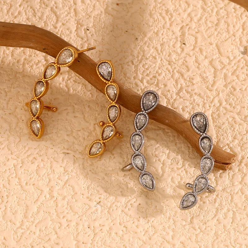 Pear cuff studs - Stainless steel cuff earring