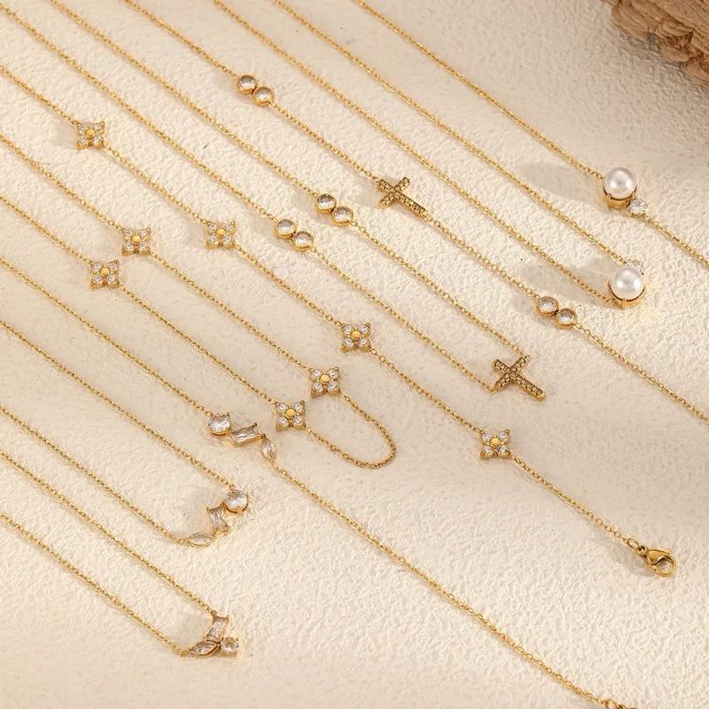 Flora Set - Stainless steel flora necklace and bracelet. Tarnish resistant