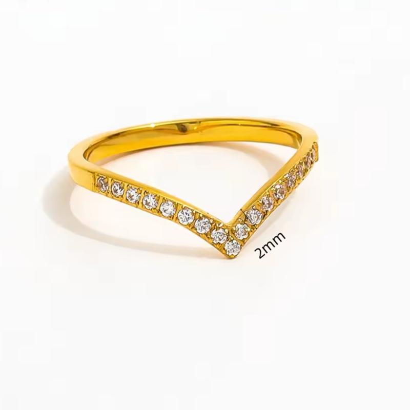 V drop Ring - 18k Gold Stainless Steel Ring to stack