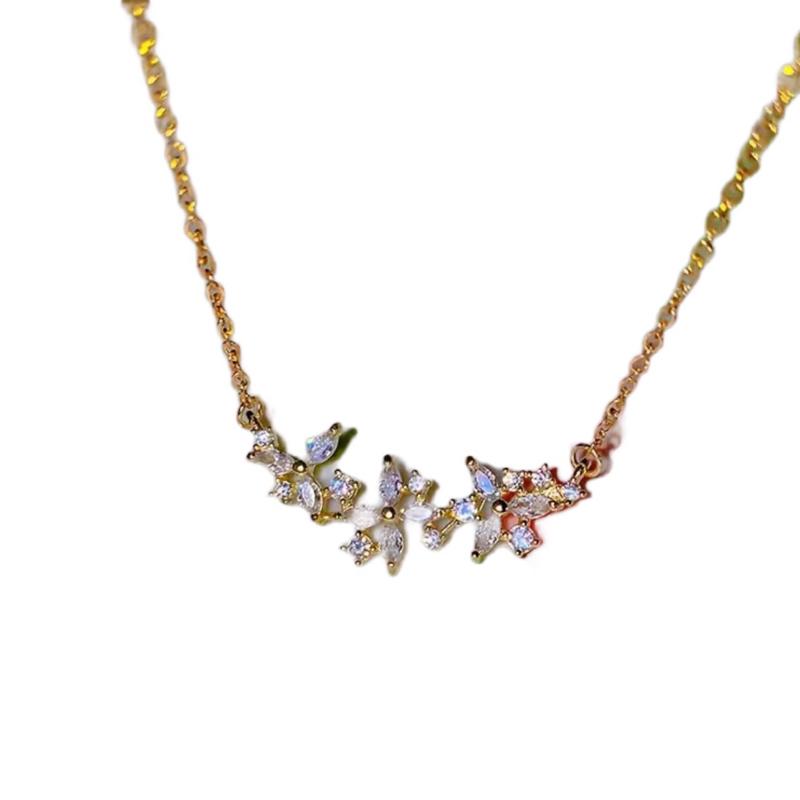 Jasmine Necklace - Stainless Steel Necklace with Cubic Zirconia Pendant - Versatile & Exquisite Accessory