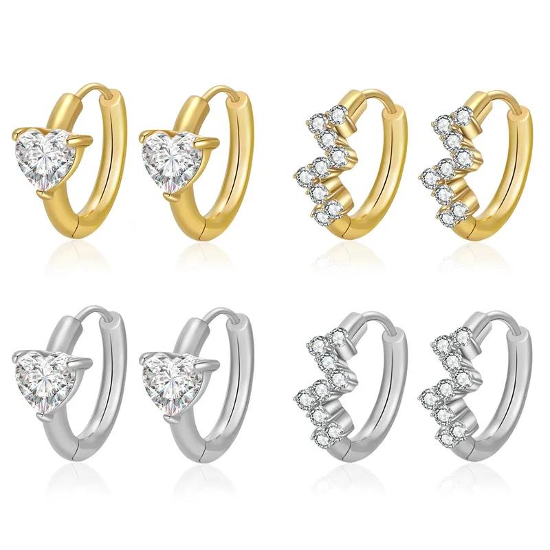 Zizi Huggies - Stainless Steel Hoop Earrings with Sparkling CZ Stones Jewelry