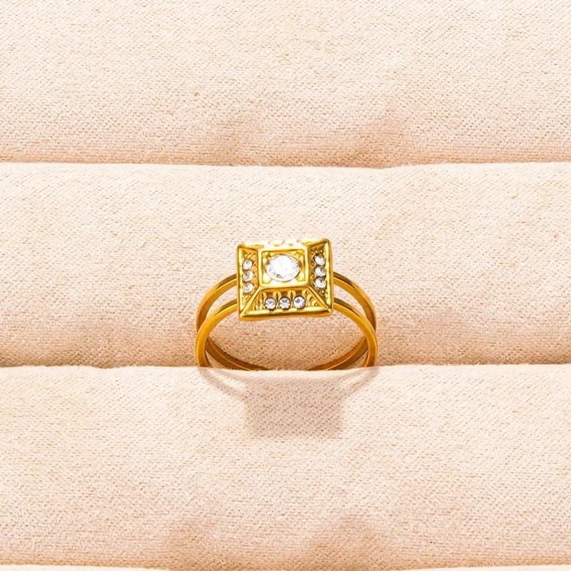 Muse Ring -  Stainless Steel 18K Gold Plated Geometric Rhinestones Adjustable Ring