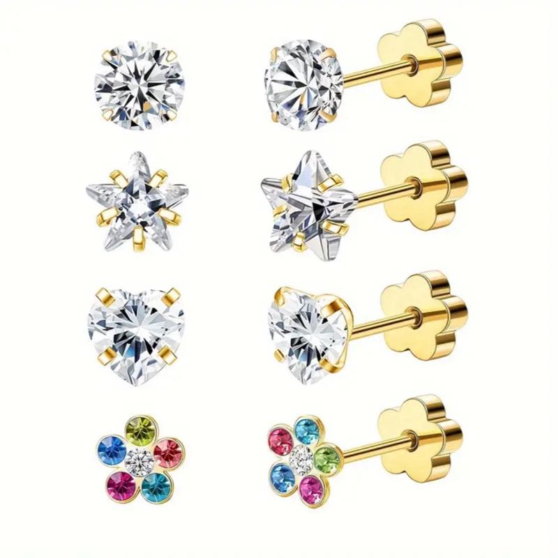 Multi Flat back stud Bundle in Stainless steel, 4 pairs in each bundle