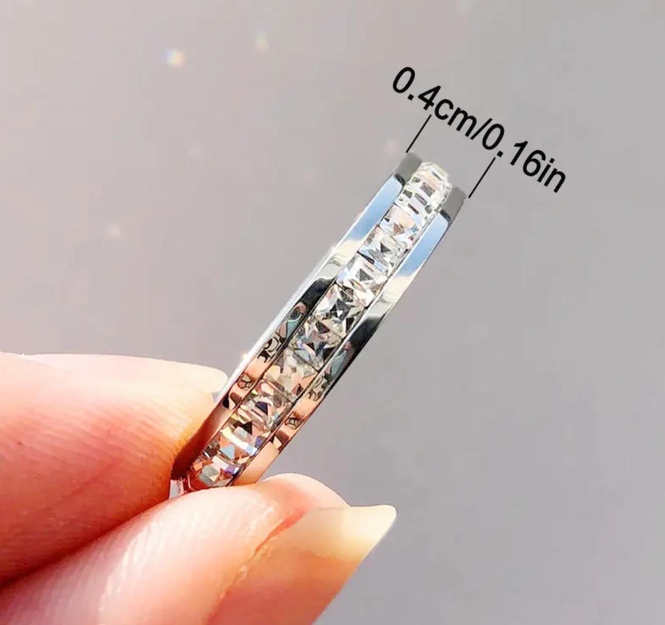 Spark Ring - Stainless Steel Ring with Sparkling Cubic Zirconia, Perfect for Engagement & Wedding, Simple Yet Sophisticated Design, Suitable for Daily Wear or Gifting