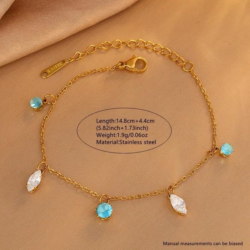 Ice blue set - Stainless Steel 18k gold Plated Bracelets Necklace